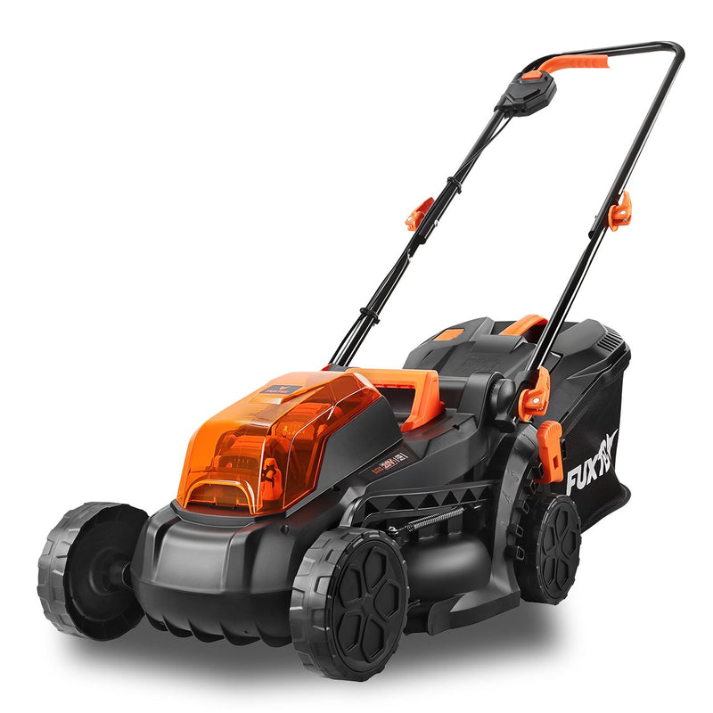 FUXTEC 40V Cordless Lawn Mower E1RM20 - 33cm Cutting Width, 2x 20V Li-Ion Batteries (2Ah) & Dual Charger Included, Adjustable Cutting Height