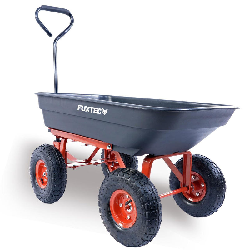 FUXTEC garden tipper cart - black - with comfortable handlebar and rubber grip - Max. high load: 300 kg - FX-KW2175